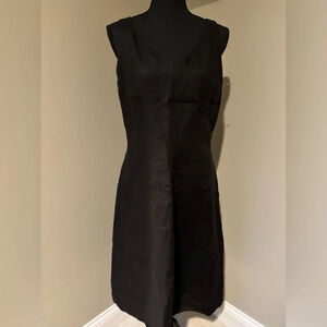 Talbots black Irish linen sleeveless V-neck shift dress size 10‎